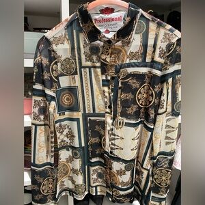 G by Guess Women's Sheer Button-Up Blouse with Chain Print